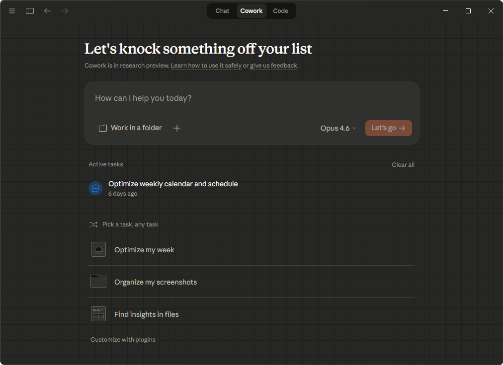 Claude Cowork desktop application
